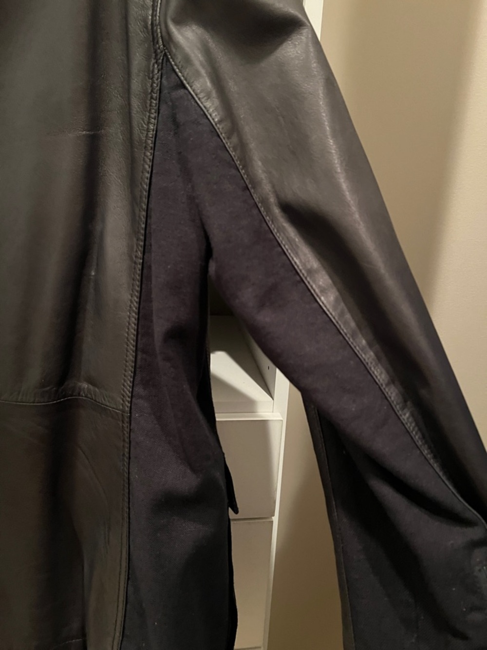 John Varvatos Black Leather Field Jacket with Red Lining - Picture 4 of 4